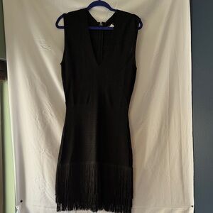 VENUS Elegant Black Fringe Mini Dress